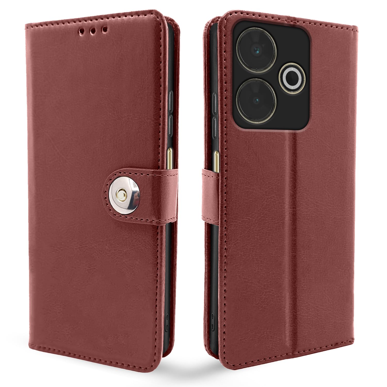 Brown flip cover for Redmi 13/Poco M6 Plus 5G – Pikkme