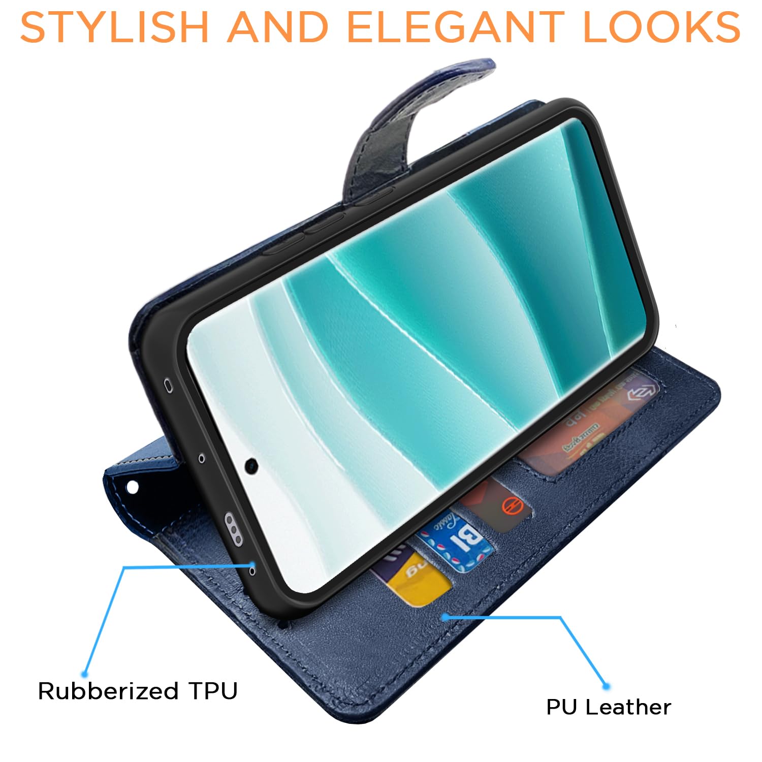 Pikkme navy & light blue Magnetic flip cover for Redmi Note 14 Pro/Note 14 Pro Plus 5G – photo 3