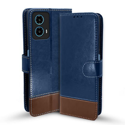 Blue & brown Magnetic mobile flip cover for Moto G34/G45 5G – Pikkme