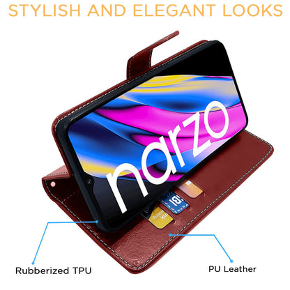 Realme Narzo 50A Prime mobile flip cover in brown & coffee by Pikkme – photo 5