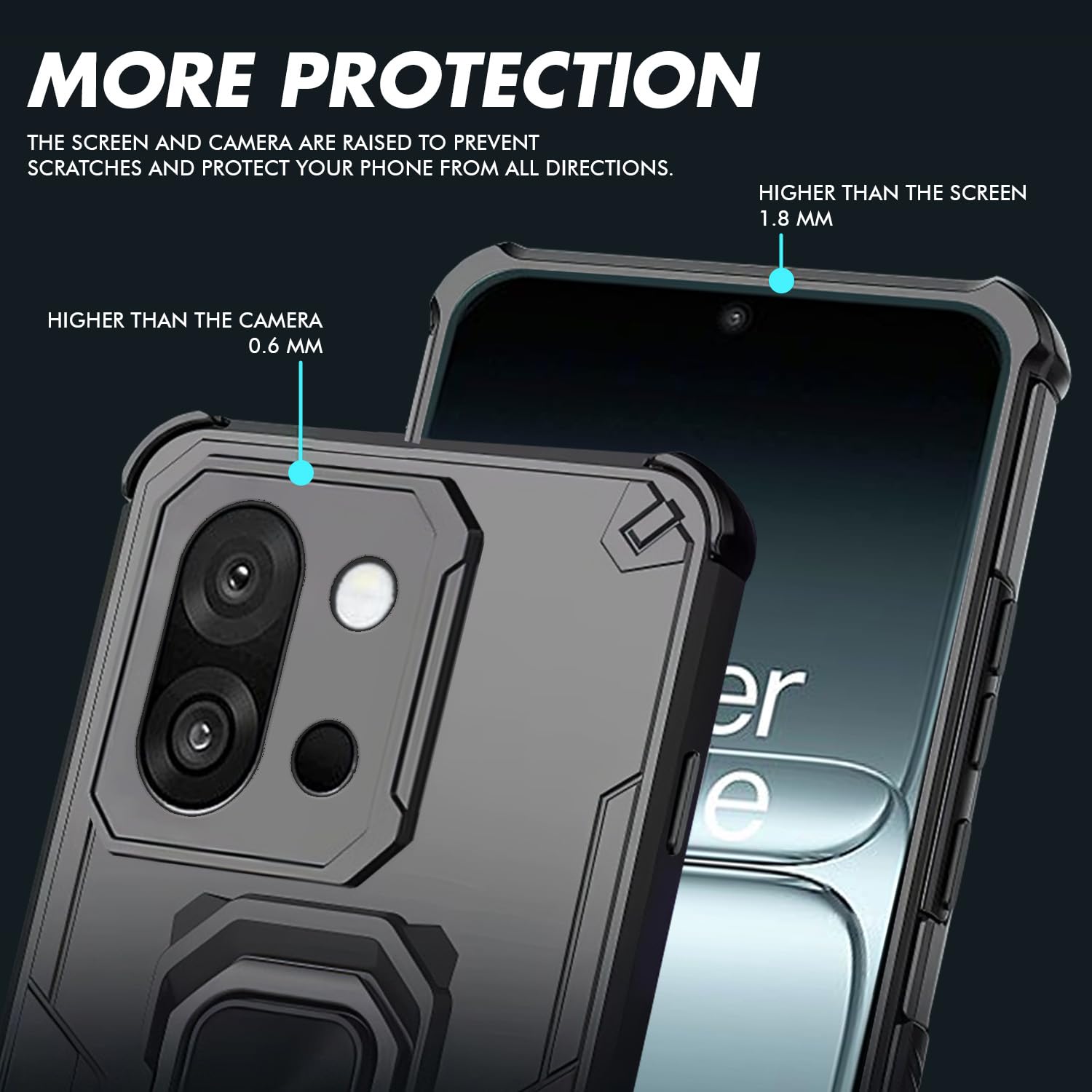 Pikkme OnePlus 13s 5G D15 Tough Armor Kisckstand Back Cover (Black)
