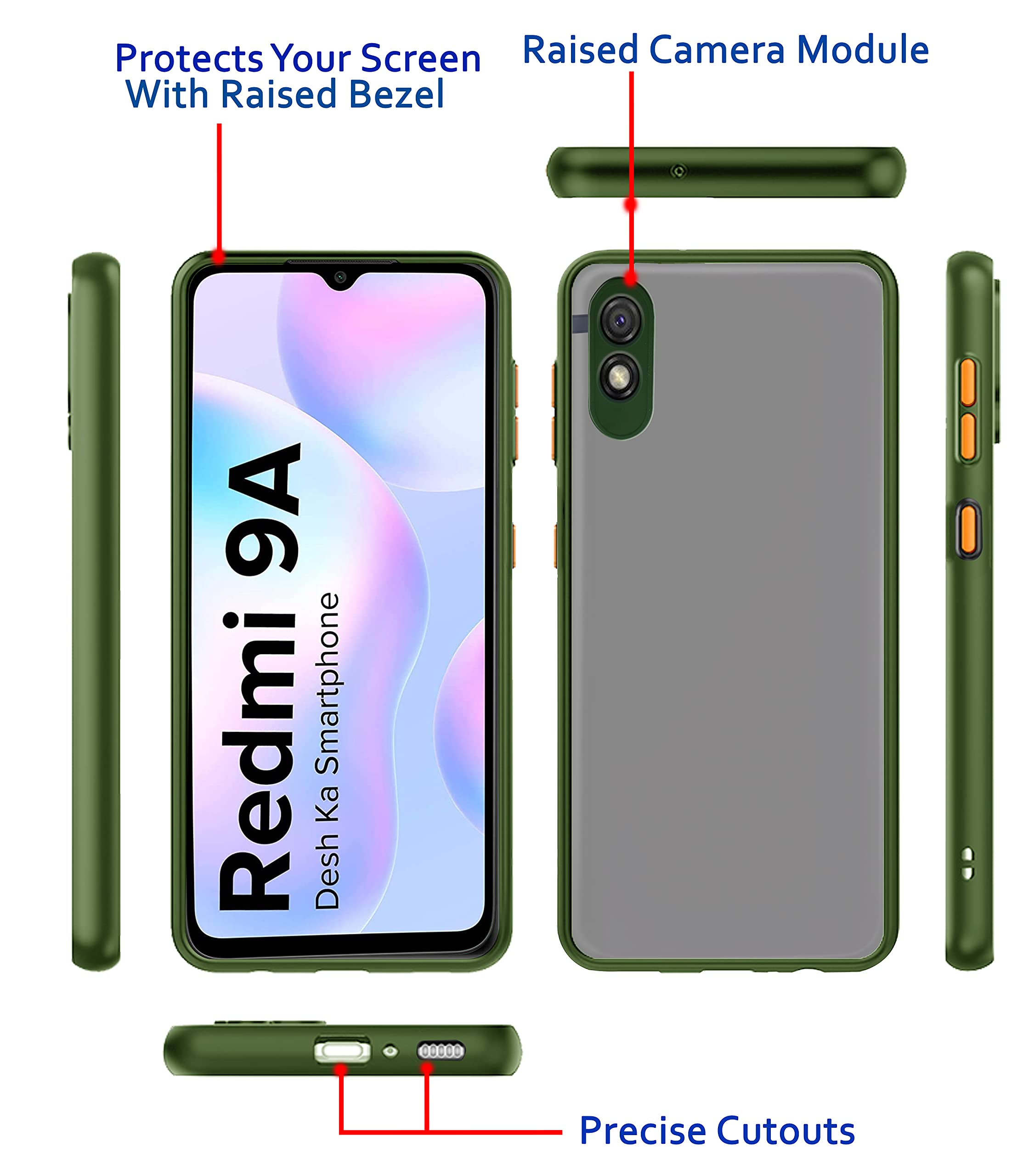 Redmi 9A/9i Matte phone cover in green by Pikkme – photo 3