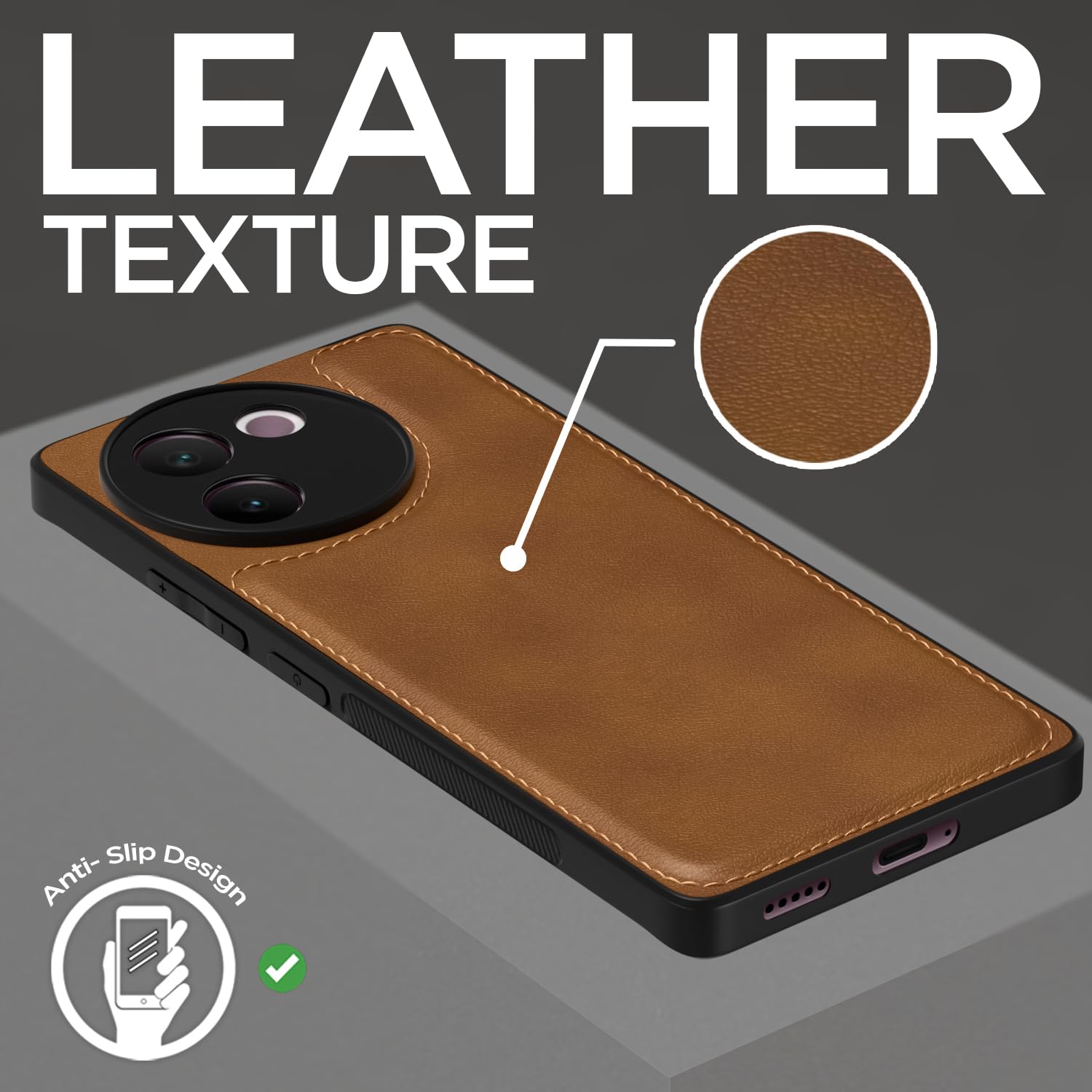 Pikkme Vivo V30e 5G Leatherback Back Case | Brown