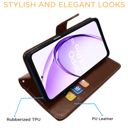 Pikkme brown & coffee Magnetic wallet flip cover for Oppo A3 Pro 5G – photo 5