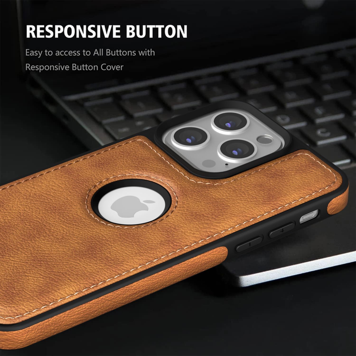 Pikkme iPhone 13 Pro Flexible Pu Leather Back Case (Brown)