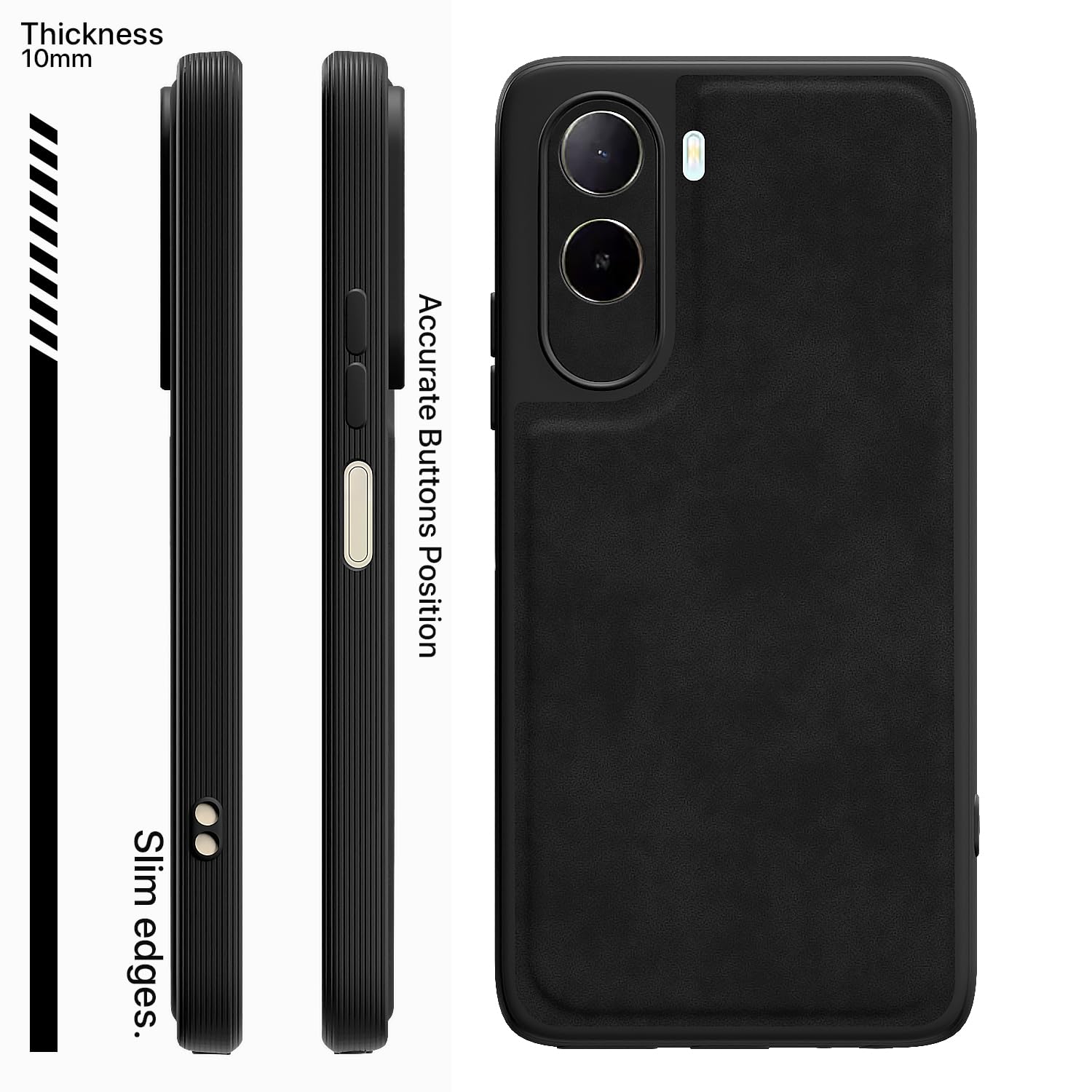 Black Leather mobile back cover for Redmi A7 Pro/Poco C85x 5G – Pikkme – photo 3