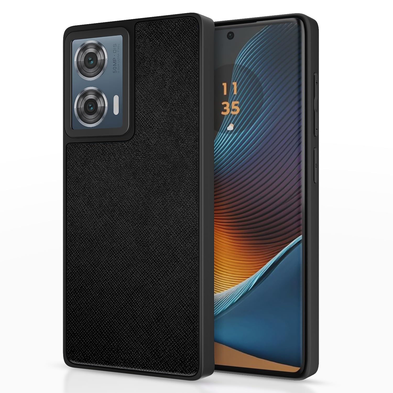 Moto Edge 50 Fusion 5G Indian Leather Back Cover -Black