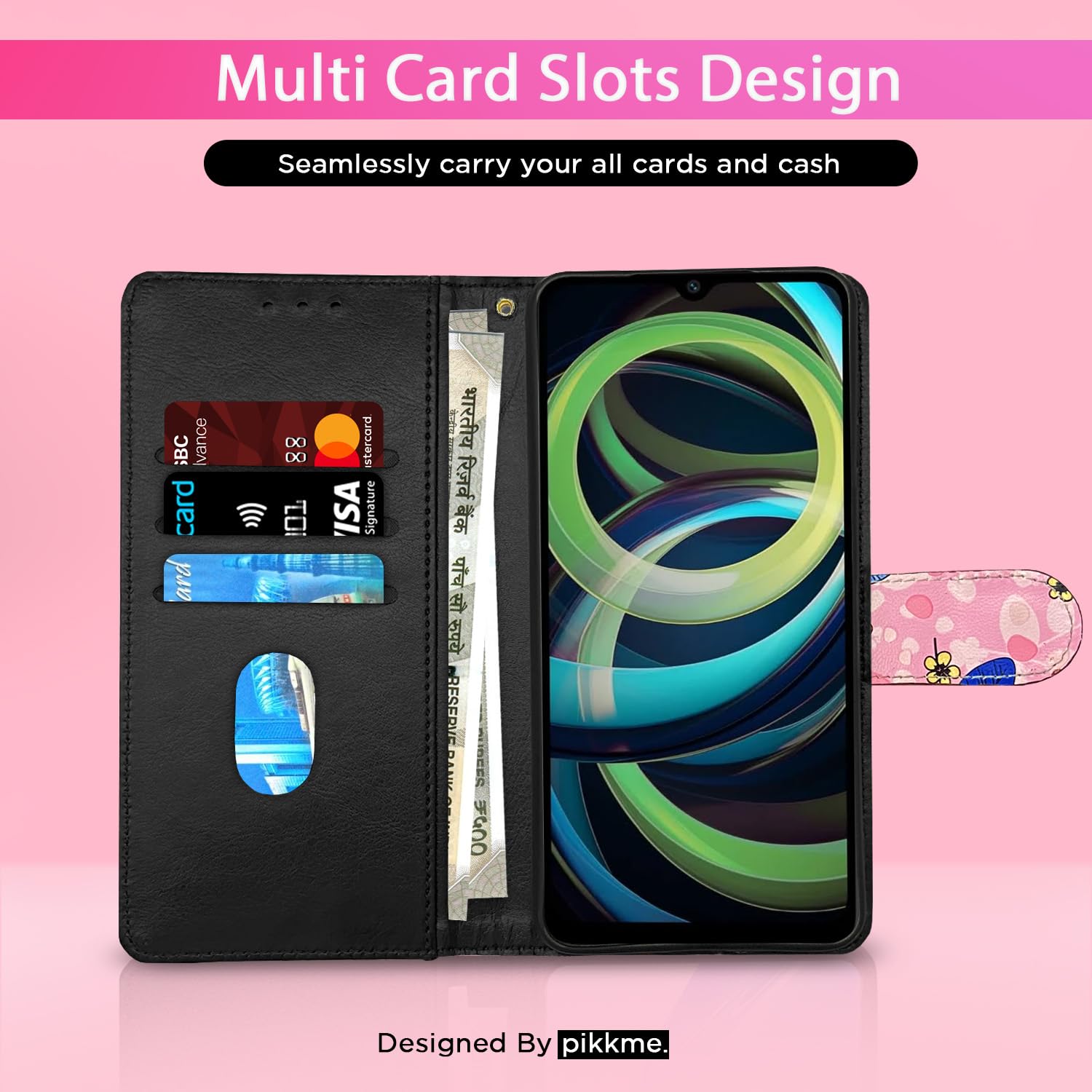 Pink flower flip cover for Redmi A3 (2024)/A3x/Poco C61 – Pikkme – photo 2