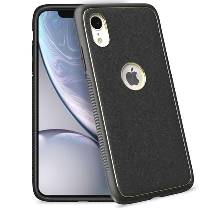 Pikkme iPhone XR Gold Electroplated Premium Leather Chrome Back Cover (Black)