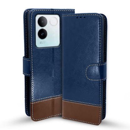 Pikkme blue & brown Magnetic mobile flip cover for Vivo T2 Pro 5G