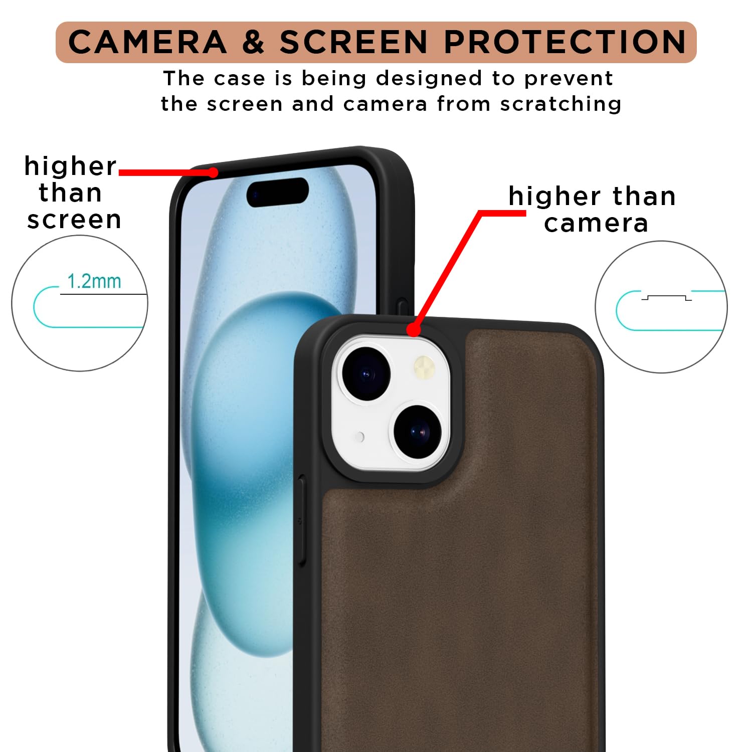 iPhone 15 Leather phone cover in brown by Pikkme – photo 4