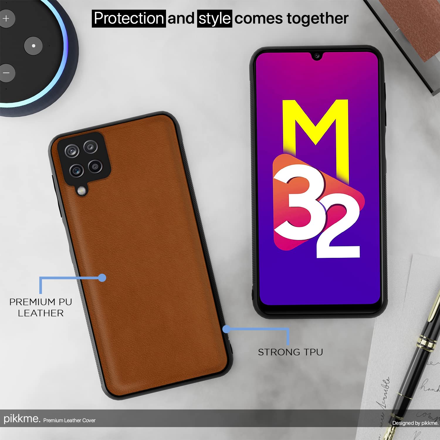 Camel Leather back cover for Samsung M32 Prime/M32 4G – Pikkme – photo 5