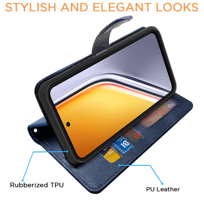 Realme Narzo 80x/P3x/14X 5G wallet flip cover in navy & light blue by Pikkme – photo 3