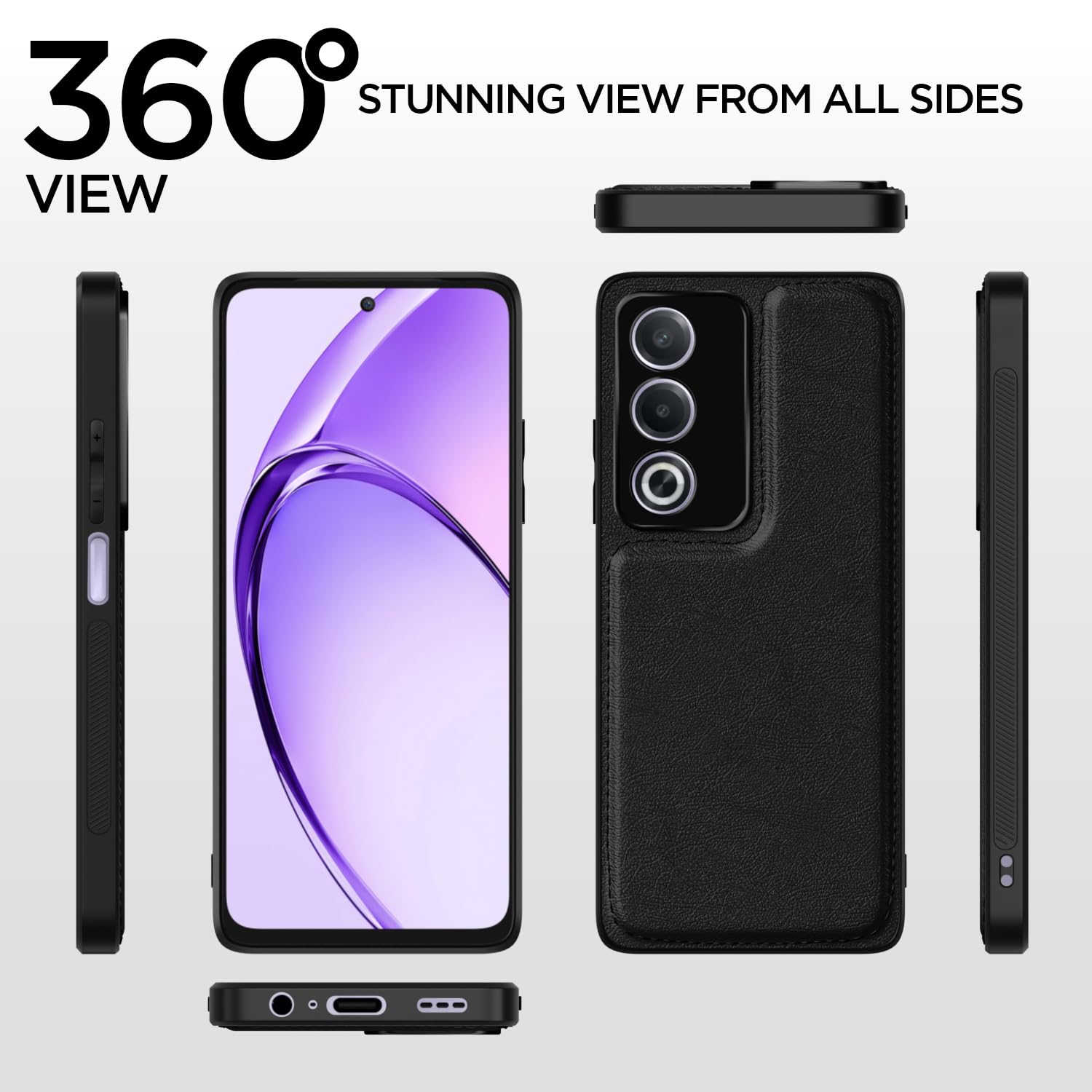Pikkme  Oppo A3 Pro 5G Leatherback Back Case (Black)