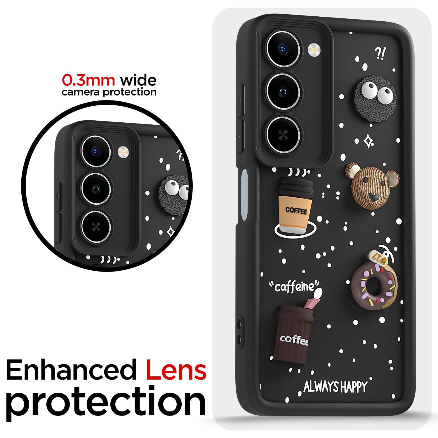 Pikkme Realme P4 Lite/C83 5G Bear Coffee black mobile cover – photo 5