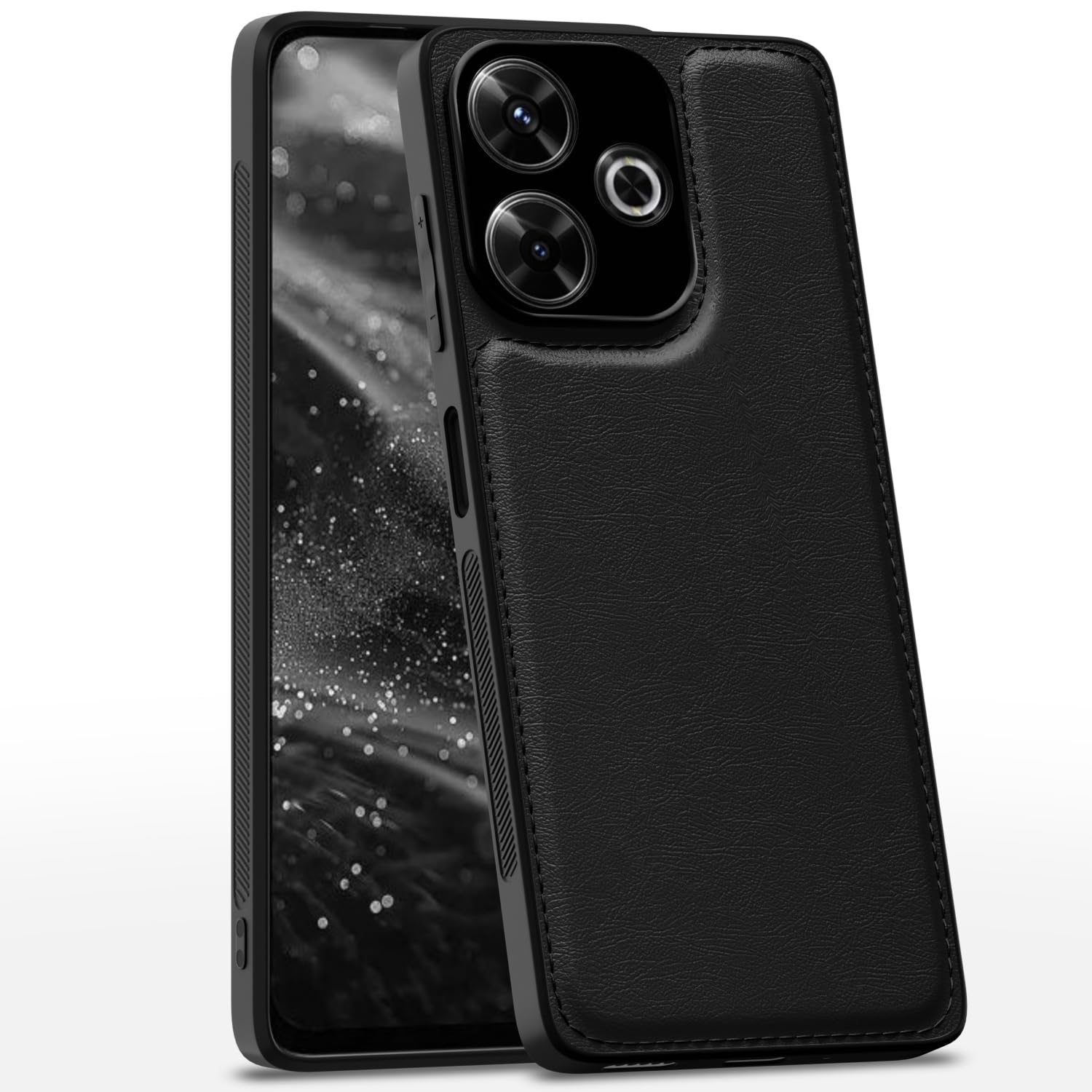 Black Leather phone cover for Redmi 13/Poco M6 Plus 5G – Pikkme