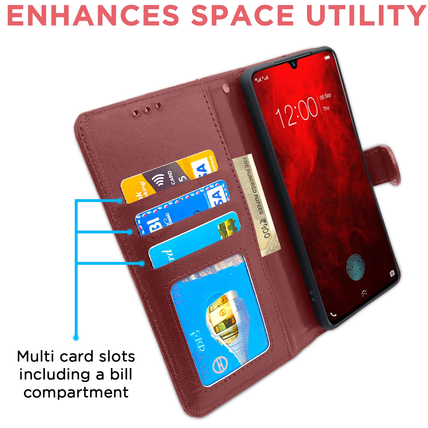 Pikkme Vivo V11 Pro Vintage Flip Cover| Brown