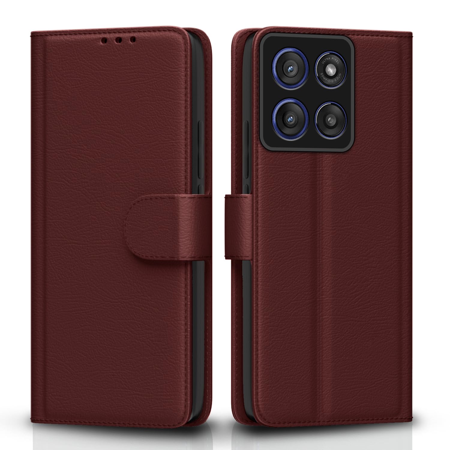 Pikkme brown mobile flip cover for Moto Edge 60