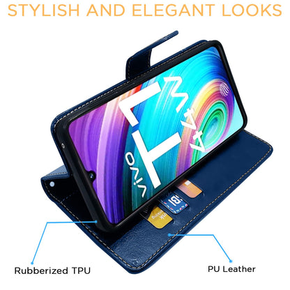 Pikkme iQOO Z6 44W/Vivo T1 44W Magnetic blue & brown flip case – photo 5