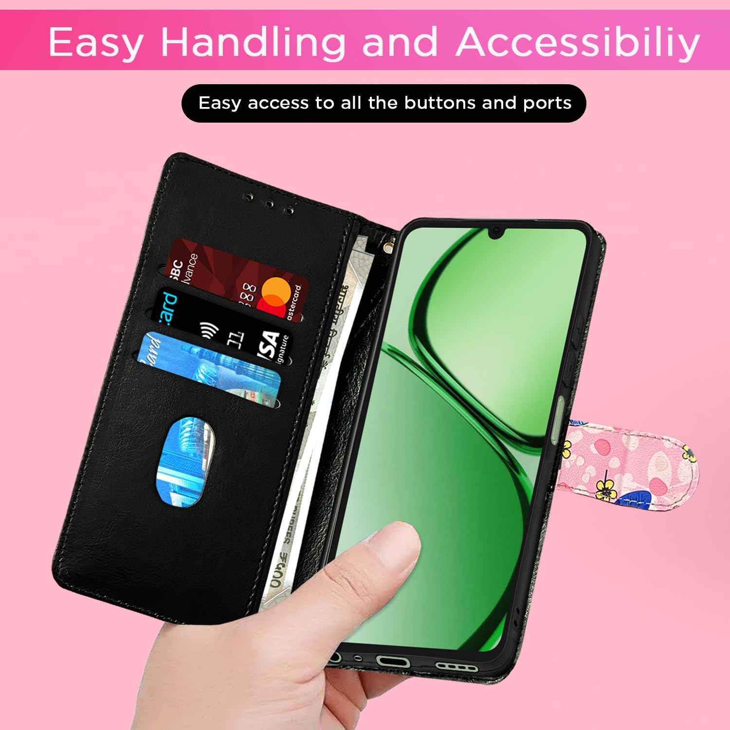 Pikkme pink flower Wallet flip cover for Realme C63 4G – photo 7