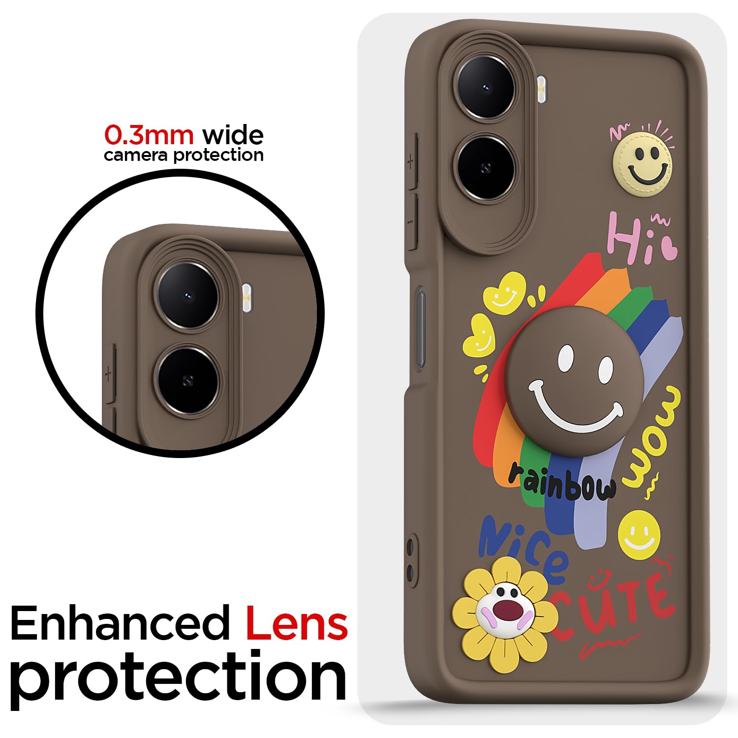 Brown Smile Rainbow mobile back cover for Redmi A7 Pro/Poco C85x 5G/C81 – Pikkme – photo 5