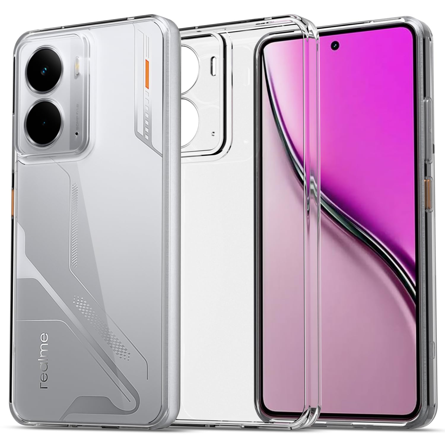 Pikkme Realme P3 5G Crystal Clear Hard Back PC + TPU Back Cover (Transparent)
