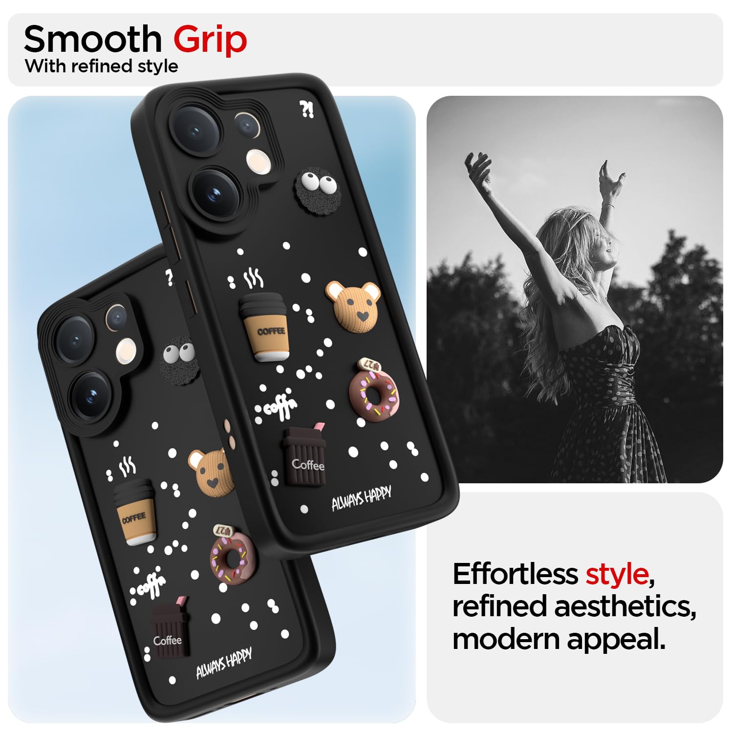 Pikkme Vivo V60 5G/T4 Pro 5G/3D Silicone black phone cover – photo 2