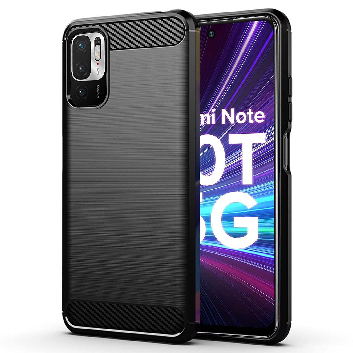  Xiaomi Redmi Note 10T 5G Hybrid Carbon Fiber Back Cover - Black 