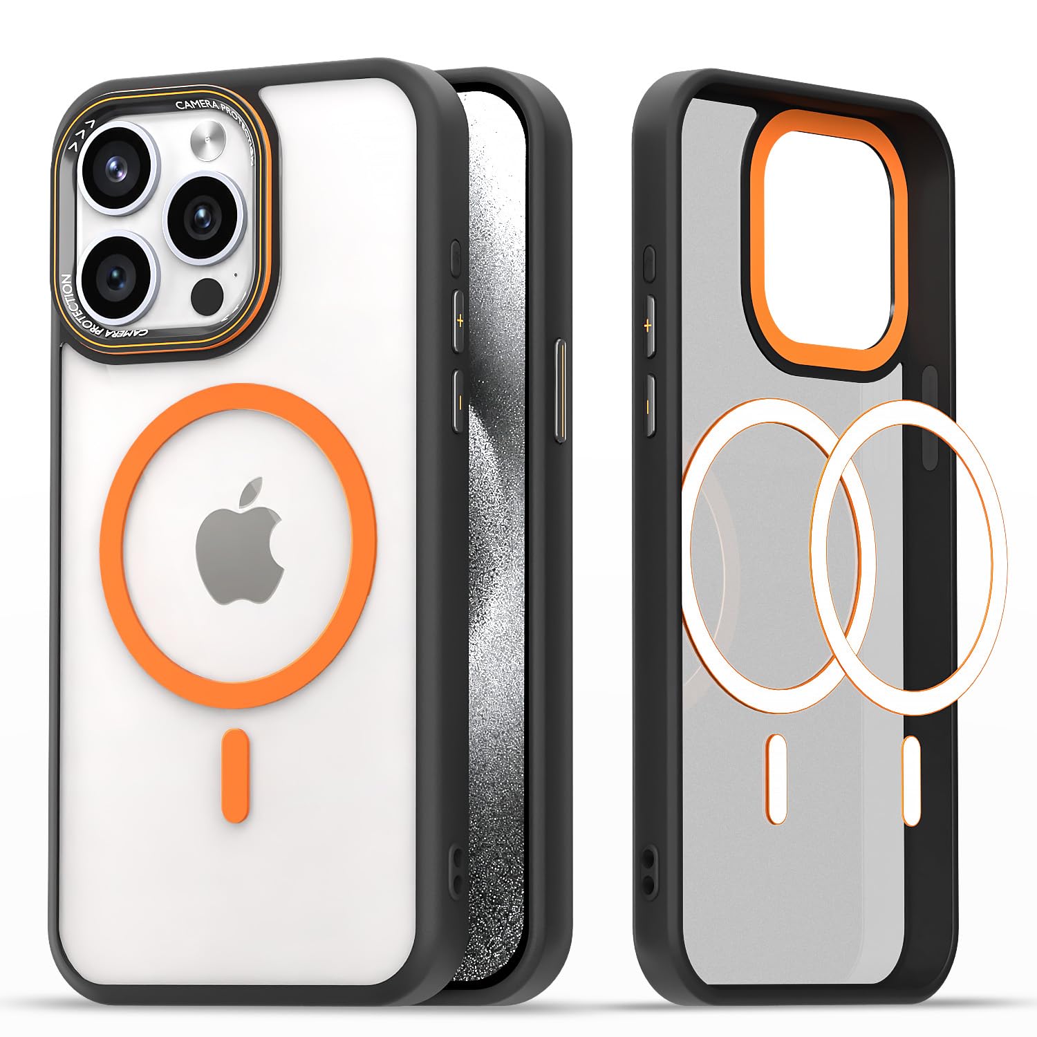 Pikkme black & orange mag-safe phone cover for iPhone 15 Pro