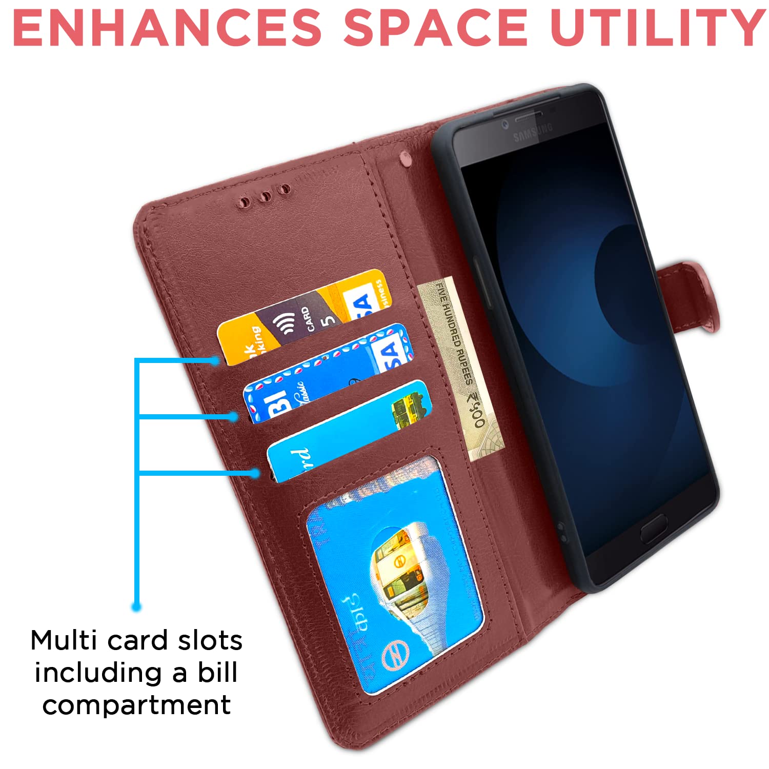 Pikkme Samsung J7 Prime brown flip cover – photo 4