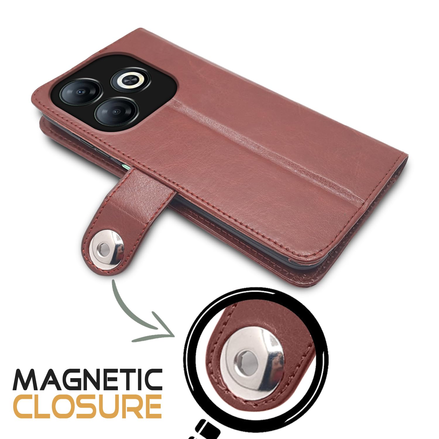 Pikkme Infinix Smart 8 brown flip cover – photo 4