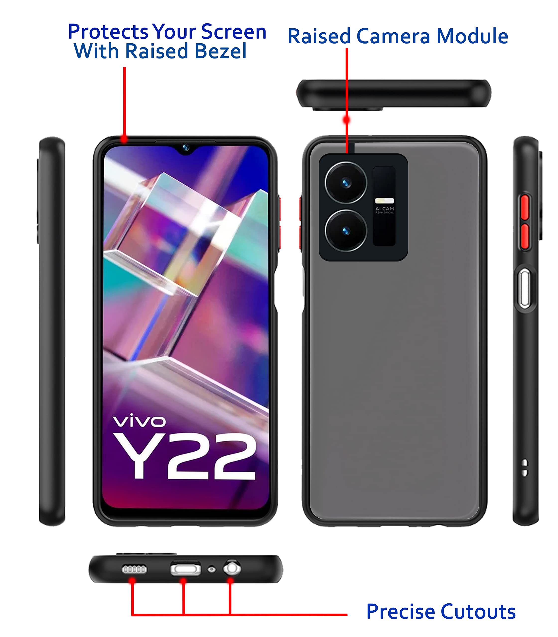 Pikkme tpu, black Hybrid back cover for Vivo Y22 – photo 3