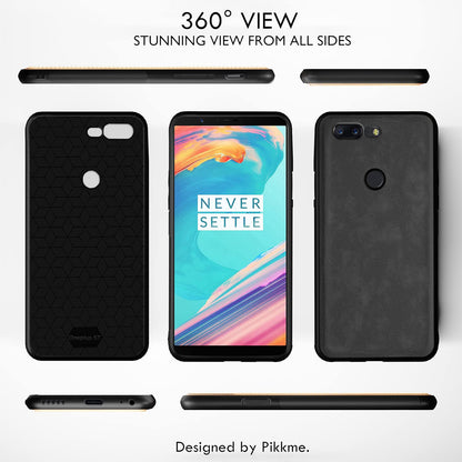 OnePlus 5T Leather mobile back cover in grey by Pikkme – photo 3