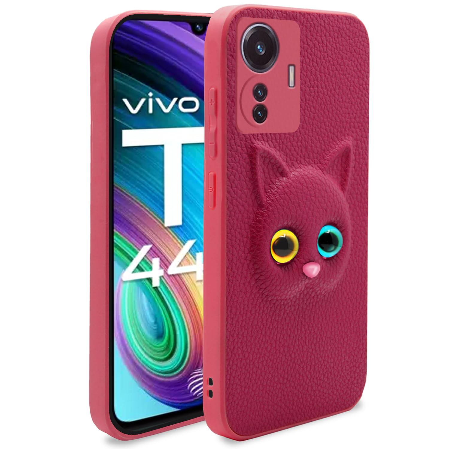 Pink Vivo T1 44W / iQOO Z6 44W Kitty Back Cover – Stylish and Protective Back Cover