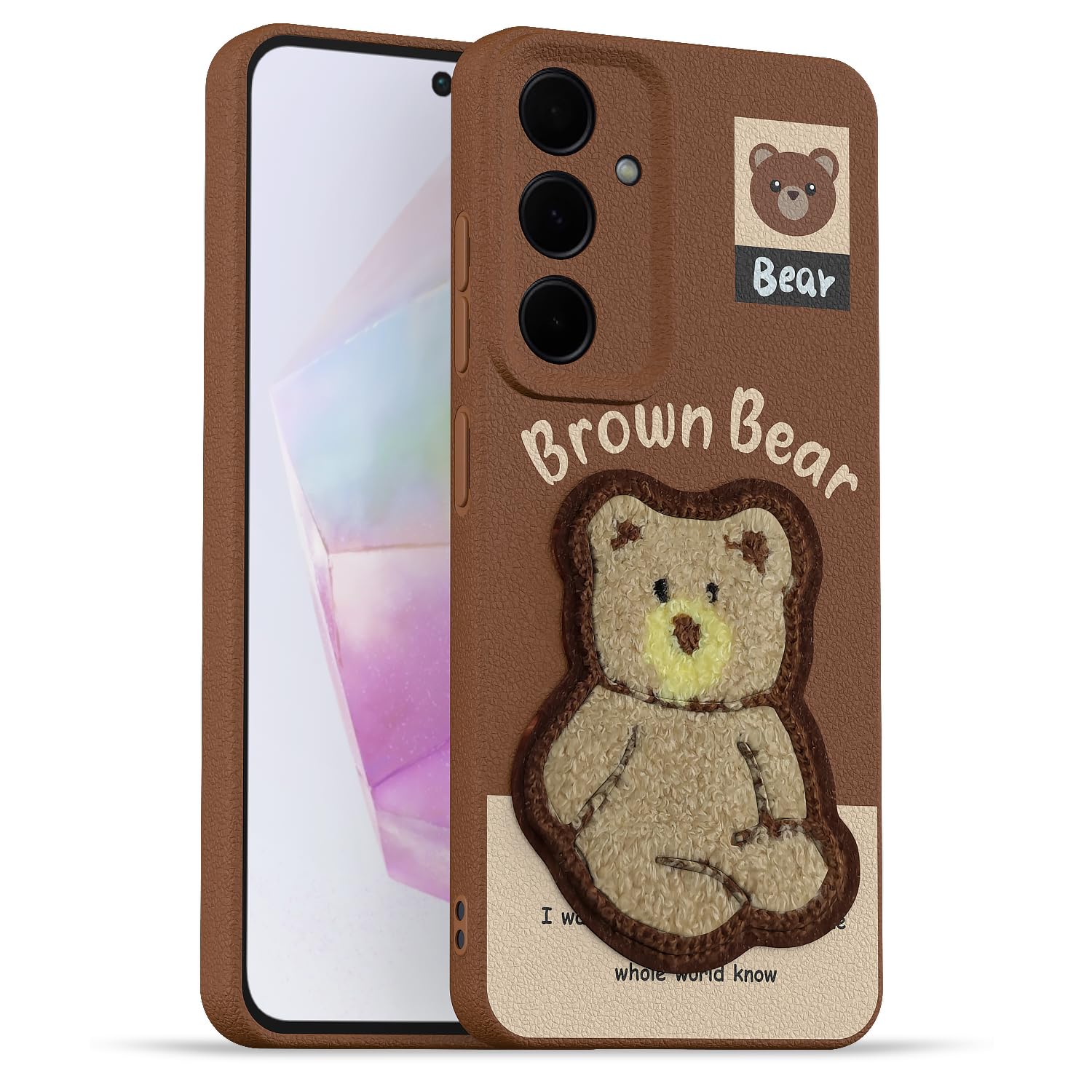 Brown Plush Patch phone cover for Samsung A35 5G – Pikkme