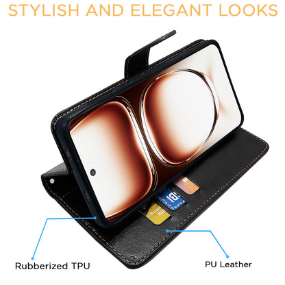 Oppo Reno 12 5G wallet flip cover in black & brown by Pikkme – photo 5