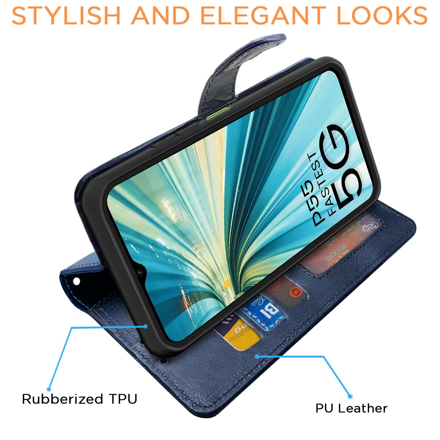 Navy & light blue Magnetic flip cover for Itel P55 5G – Pikkme – photo 5