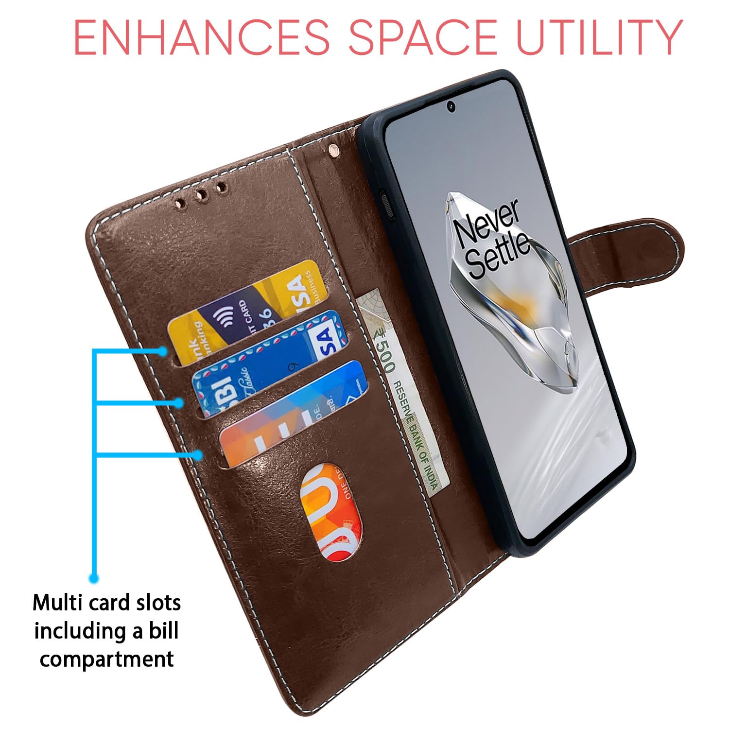 Pikkme OnePlus 12 5G Magnetic brown & coffee flip case – photo 4