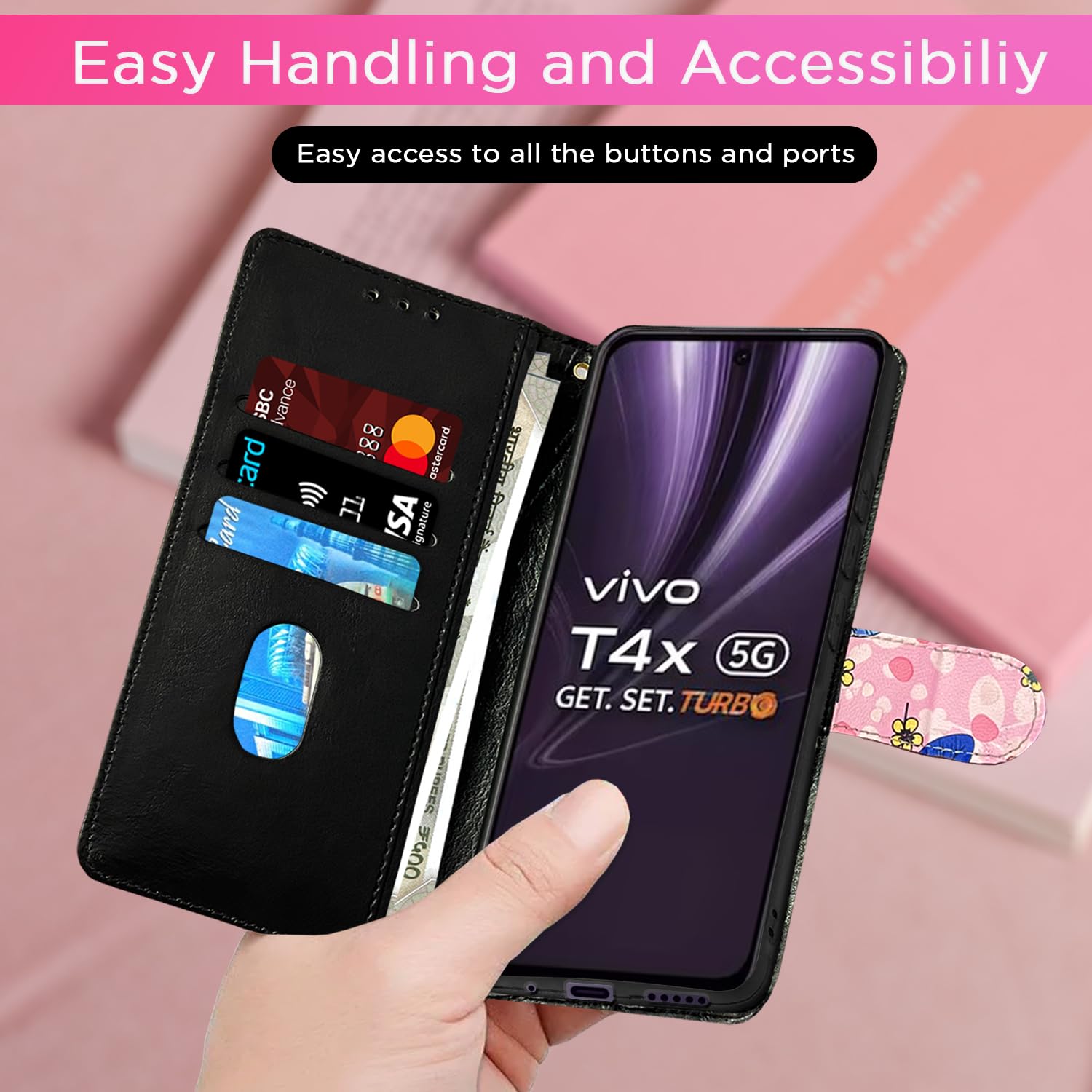 Vivo T4x/iQOO Z10x/Y31 Pro 5G flip case in pink flower by Pikkme – photo 7