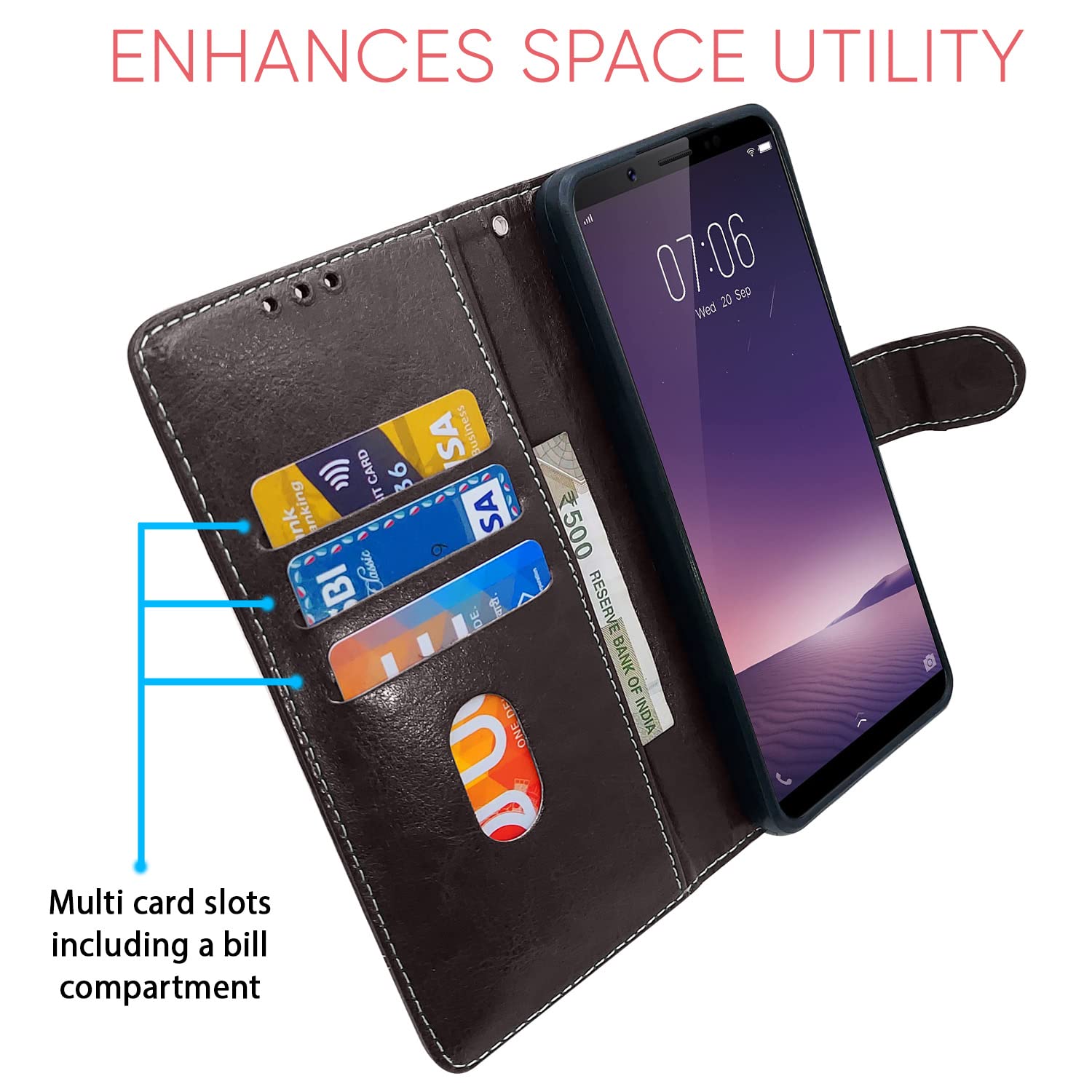 Pikkme coffee & brown flip cover for Vivo V7 Plus/V7 – photo 3