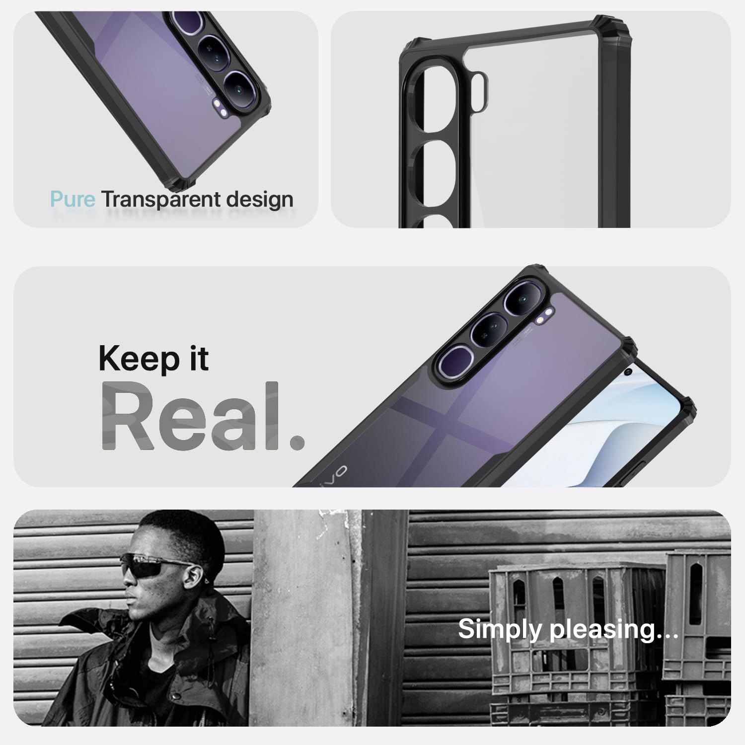 Pikkme Vivo V40 Lite 5G Clear black back cover – photo 4