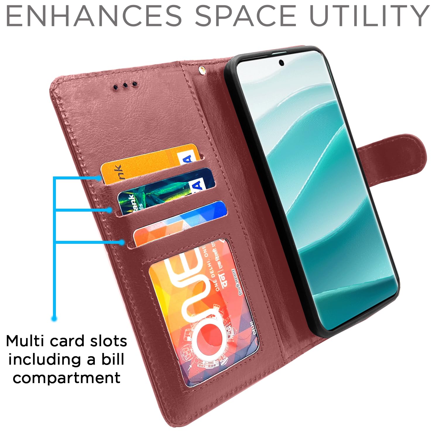 Pikkme brown Wallet mobile flip cover for Redmi Note 14 Pro/Note 14 Pro Plus 5G – photo 3