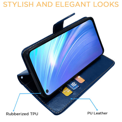 Blue & brown Magnetic wallet flip cover for Realme 6/6i – Pikkme – photo 5