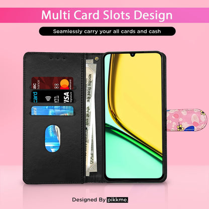 Pikkme Realme C61/Narzo N61 pink flower mobile flip cover – photo 2