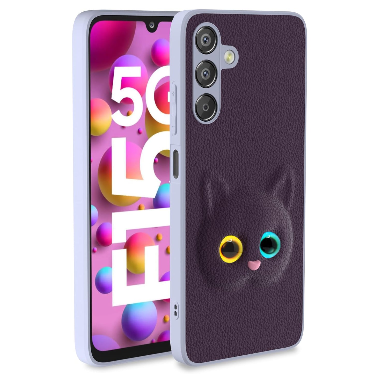 Pikkme Samsung Galaxy F15 5G Kitty Back Cover (Purple)