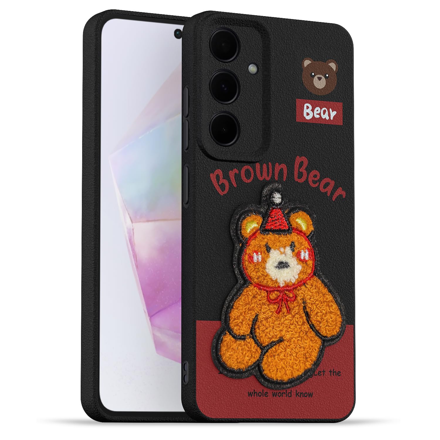 Samsung A35 5G Plush Patch back cover in cherry by Pikkme