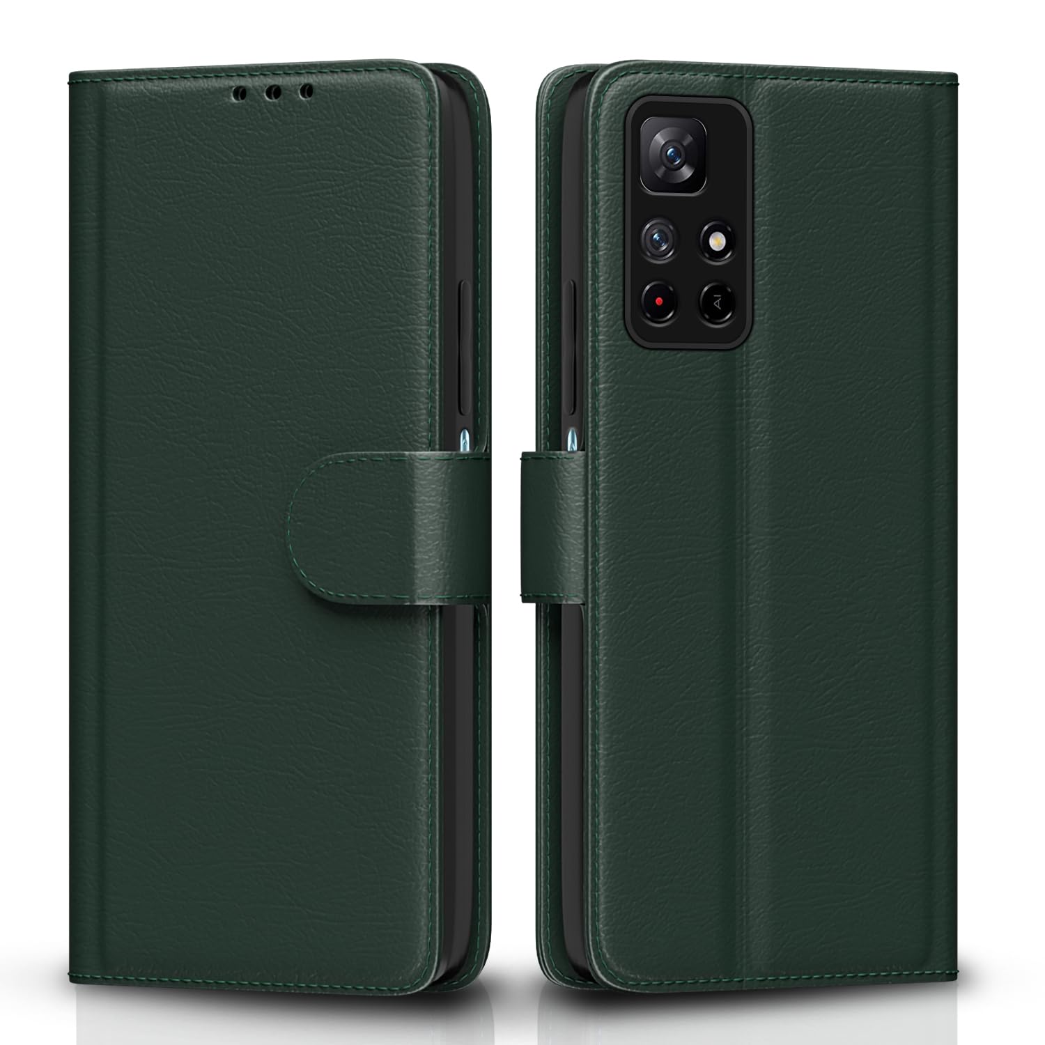 Pikkme green wallet flip cover for Redmi Note 11T/Poco M4 Pro
