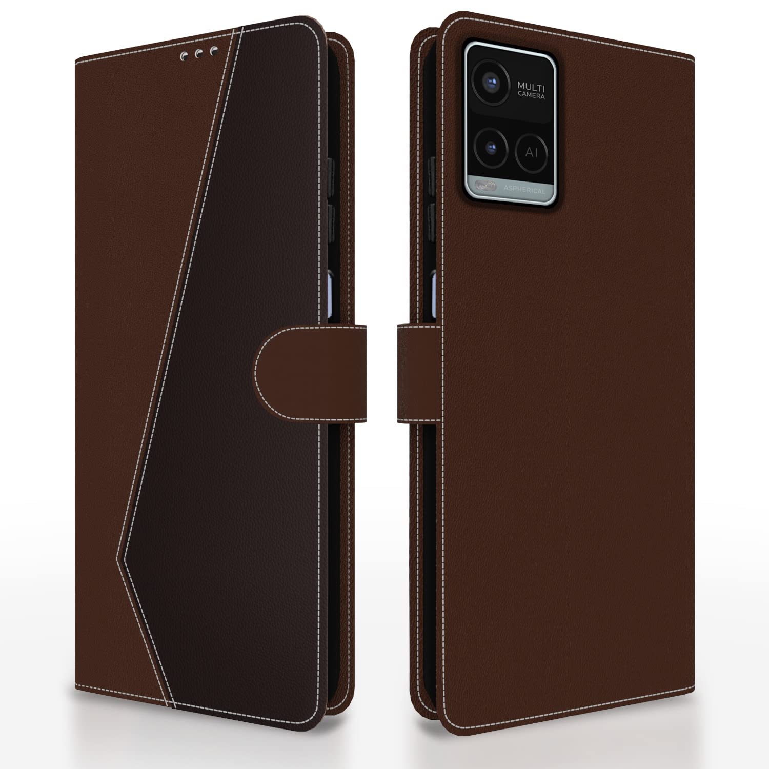 Pikkme brown & coffee Magnetic flip cover for Vivo Y21 2021/Y33s