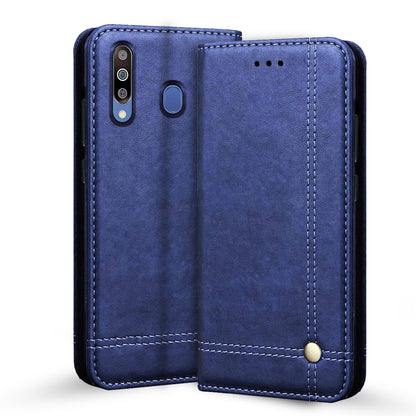 Pikkme Samsung Galaxy M30 Premium Leather Magnetic Flip Cover (Blue)
