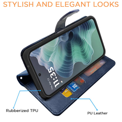 Pikkme navy & light blue wallet flip cover for Moto G35 5G – photo 3